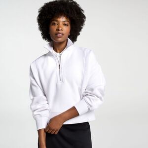 Calia Women's Soft Scuba 1/4 Zip Pullover in Pure White Size XLarge NWT